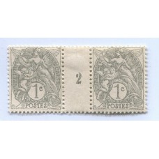 FRANCIA 1902 PAREJA DE ESTAMPILLAS NUEVAS CON GOMA Y ENTRECINTA 